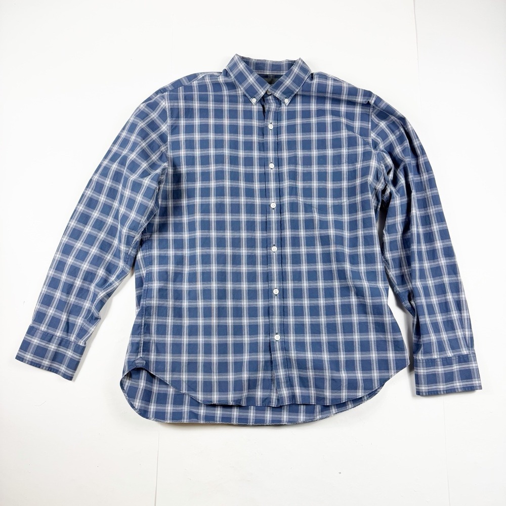 Bonobos Men's Checked Pattern Slim fit Long Sleeve Button Down Shirt Blue